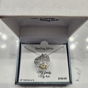 Timeless Sterling Silver Heart Necklace with Gold Accent